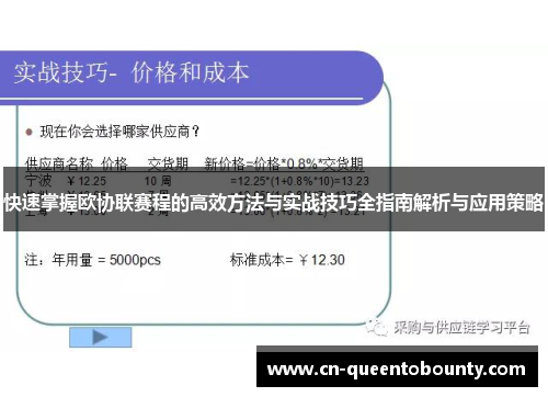 快速掌握欧协联赛程的高效方法与实战技巧全指南解析与应用策略 快速掌握欧协联赛程的高效方法与实战技巧全指南解析与应用策略